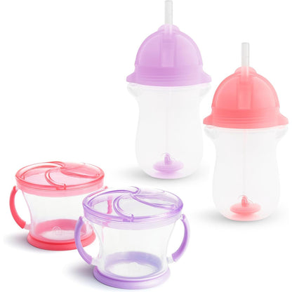 Munchkin Any Angle Weighted Toddler Straw Cups with Click Lock Lid, 10 Ounce, 2 Pack, Blue/Green