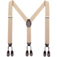 AWAYTR Mens Brown Button End Suspenders - Adjustable Elastic Y Shape Tuxedo Suspender