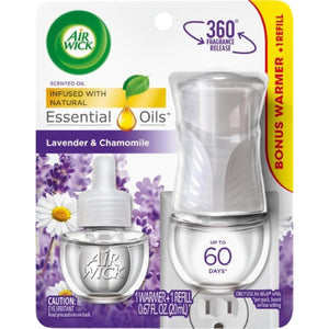Air Wick Plug in Scented Oil Starter Kit (Warmer + 1 Refill), Lavender & Chamomile, Air Freshener, Essential Oils