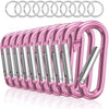 sprookber 3" Aluminum Carabiner D Ring, Caribeener Clips, Spring Snap Hook for Keychain Clip, Set of 10 - Pink