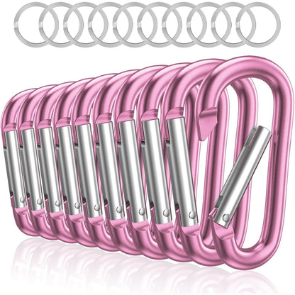 sprookber 3" Aluminum Carabiner D Ring, Caribeener Clips, Spring Snap Hook for Keychain Clip, Set of 10