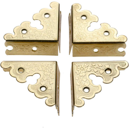 dophee 4Pcs Decorative Corner Protectors, Retro Style Edge Safety Guards Covers for Picture Frame Album Jewelry Box Gift Box Wooden Case Chest Tables Cabinet Furniture, 1.34"x1.34"-Antique Bronze