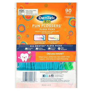 DenTek Fun Flossers – Kids Floss Picks with Wild Fruit Flavor, 90 Count