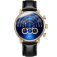 Luxury Men's Big Dial Chronograph Sapphire Glass Waterproof Quartz Black Leather Gold Watches