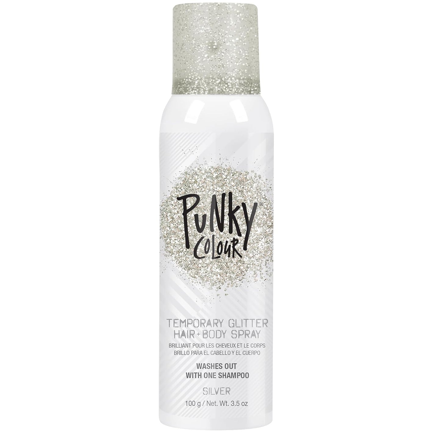 Punky Temporary Hair and Body Glitter Spray Silver – Glitters Hairspray, Adds Sparkly Shimmery Glow, Hair Glitter for Kids, Women, Men 3.5 oz
