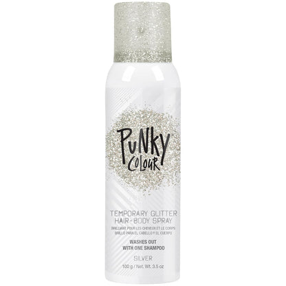 Punky Temporary Hair and Body Glitter Spray Silver – Glitters Hairspray, Adds Sparkly Shimmery Glow, Hair Glitter for Kids, Women, Men 3.5 oz