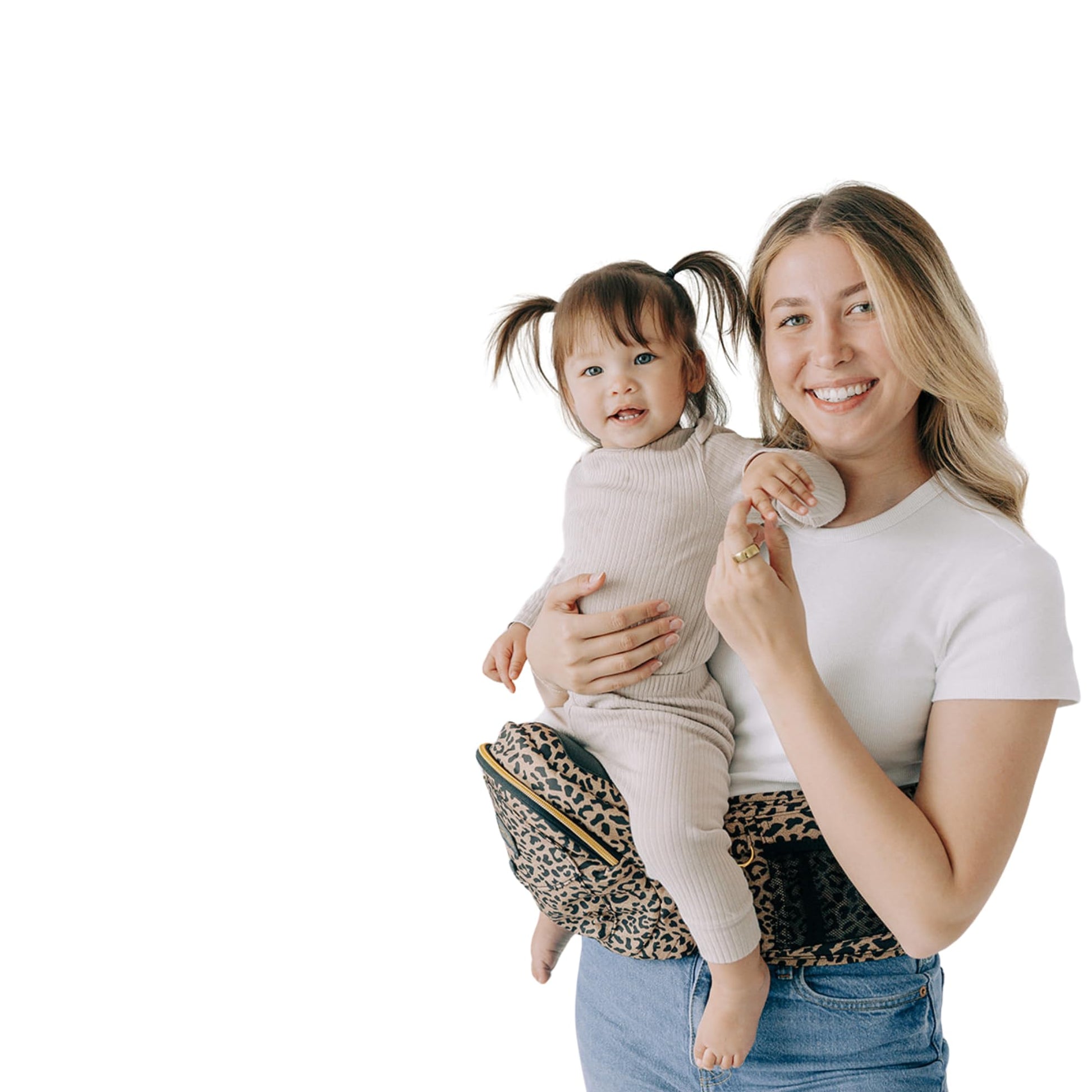 Buy now Tushbaby Original Hip Seat Baby Carrier for Babies & Toddlers up to 45 lbs, Safety Certified, Lightweight No-Foam Design with Storage & Nursing Support, Grey Cheetah at indiglob india