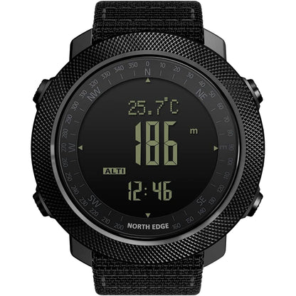 NORTH EDGE Military-Watch for Men - Tactical Survival Watch, Men's Women's Digital Wrist Watches for Sports Outdoors, Pedometer, Compass, Calories, Durable Nylon Band
