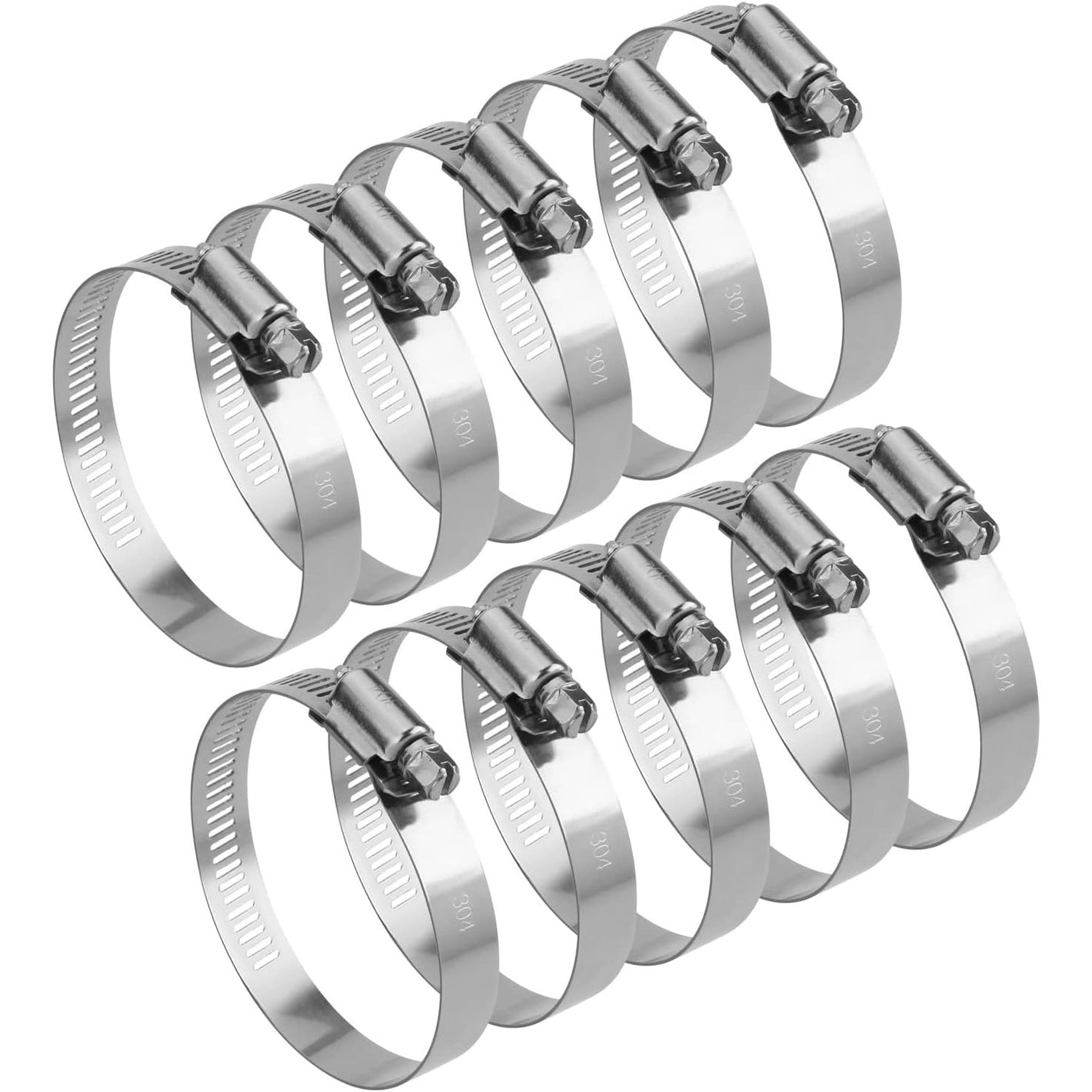 LOKMAN 2.5 Inch Stainless Steel Duct Clamp Worm Gear Adjustable 46-70mm Hose Clamp, Pack of 10 (2.5 Inch)