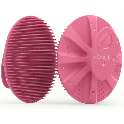 Silicone Body Scrubber Shower Bath Wash Brush Gentle Exfoliating Scrub Cleansing Loofah for Women Men Baby Sensitive Skin, Easy to Clean, Lather Nicely, More Hygienic, 1 Pack, Black