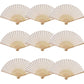 24pcs Imitated Silk Hand Fan Imitated Silk Fabric Bamboo Handheld Folded Fan Bridal Dancing Props Church Wedding Party Favors with Organza Bags (Cream)