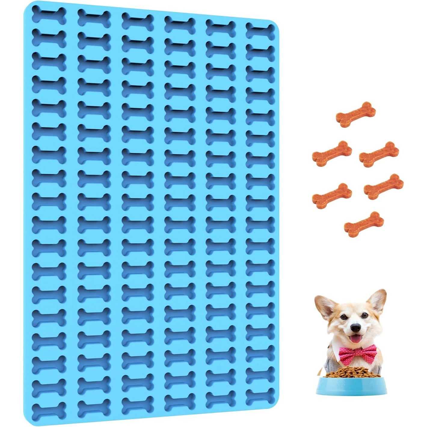 Dog Treat Molds Mini Bone Silicone Sheet, Dog Treat Maker Biscuit Molds with Scraper (1 PCS mini bone)