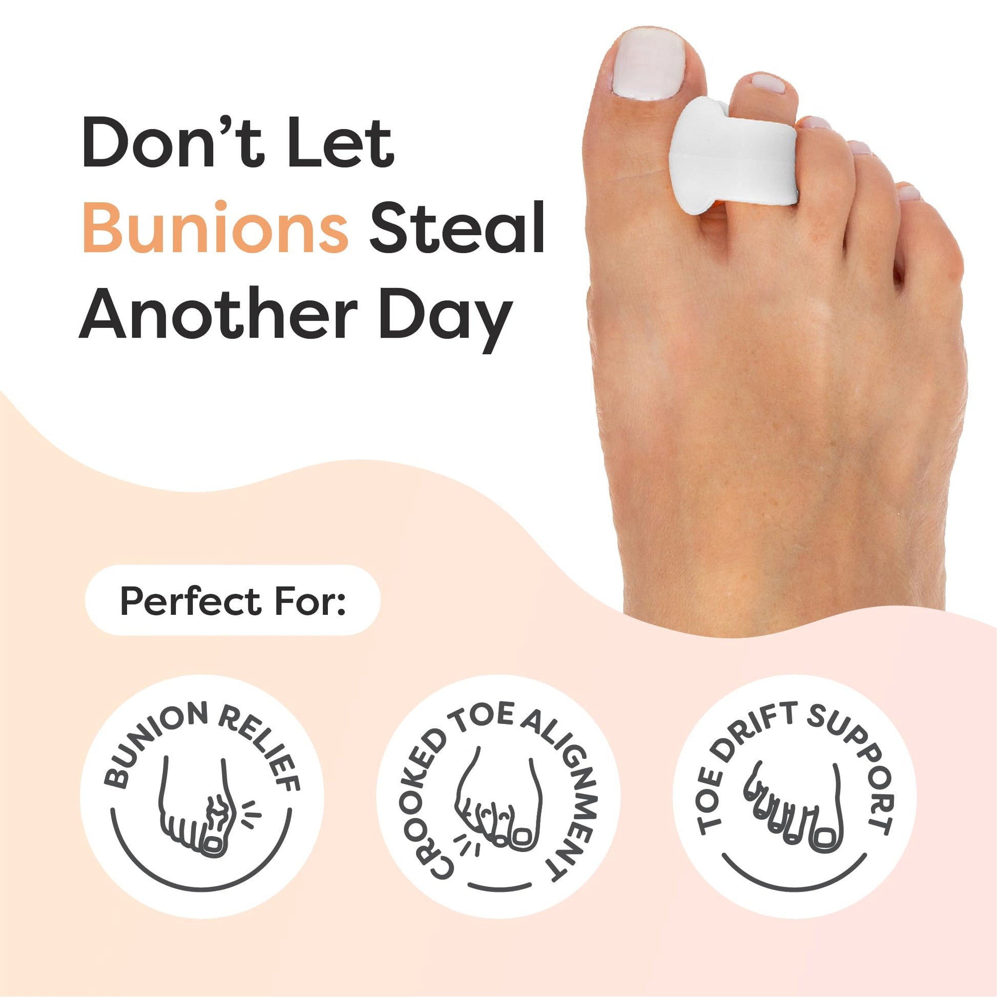 Buy now ZenToes Gel Toe Separators for Overlapping Toes, Bunions, Big Toe Alignment, Corrector and Spacer - 4 Pack (White) at indiglob india