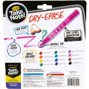 Crayola Take Note Dry Erase Markers for School (12ct) Teacher Supplies, Chisel Tip Whiteboard Markers, Essential Classroom Must Haves, Low Odor