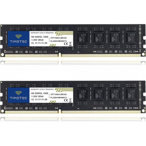 Timetec 16GB KIT(2x8GB) DDR3L / DDR3 1600MHz (DDR3L-1600) PC3L-12800 / PC3-12800 Non-ECC Unbuffered 1.35V/1.5V CL11 2Rx8 Dual Rank 240 Pin UDIMM Desktop PC Computer Memory RAM(SDRAM) Module Upgrade