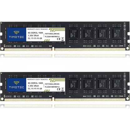 Timetec 16GB KIT(2x8GB) DDR3L / DDR3 1600MHz (DDR3L-1600) PC3L-12800 / PC3-12800 Non-ECC Unbuffered 1.35V/1.5V CL11 2Rx8 Dual Rank 240 Pin UDIMM Desktop PC Computer Memory RAM(SDRAM) Module Upgrade