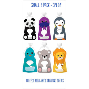 Squooshi Reusable Baby Food Pouches for Toddlers | BPA Free Plastic, Food Safe, Freezer Safe | Refillable for Applesauce Yogurt & Puree Squeeze Pouch | 6 Pack | 3.4 oz