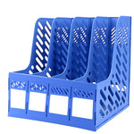 Buy now Sturdy Magazine File Book PP Holder Desk Organizer for Office Organization and Storage with Compartments Storage Organizer 4C Blue-Strip at indiglob india