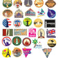 100pcs Travel Map Stickers World Famous Tourism Country Regions Logo Waterproof Tourist Wonders Stickers National Flag Idea for Luggage Skateboard Laptop Luggage Suitcase Book Covers - My Store