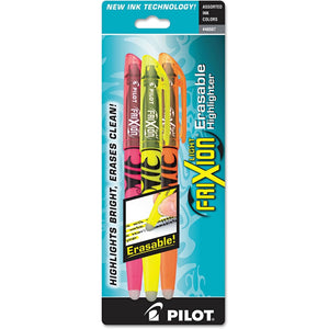 Pilot FriXion Light Pastel Erasable Highlighters, Chisel Tip, Pack of 3, Assorted Colors Aesthetic Highlighters - Ideal for School, Journaling, and Office Use