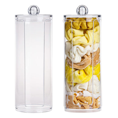 FABROK Clear Scrunchie Holder Stand, Hair Tie Organizer Stand with Lid, Portable Hair Accessories Organizer Perfect Scrunchy Display Organizer for Teen Girls