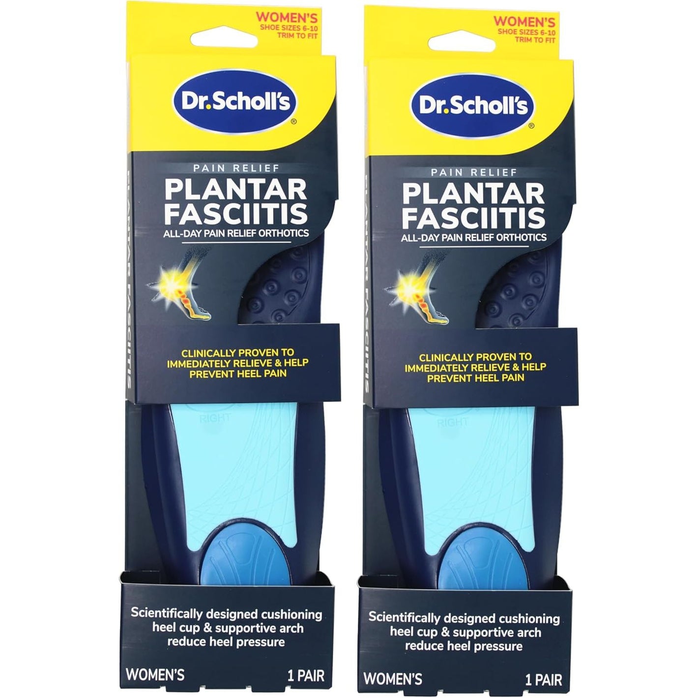 Dr. Scholls Plantar Fasciitis Orthotics Womens (Size 6-10) (Pack of 2)