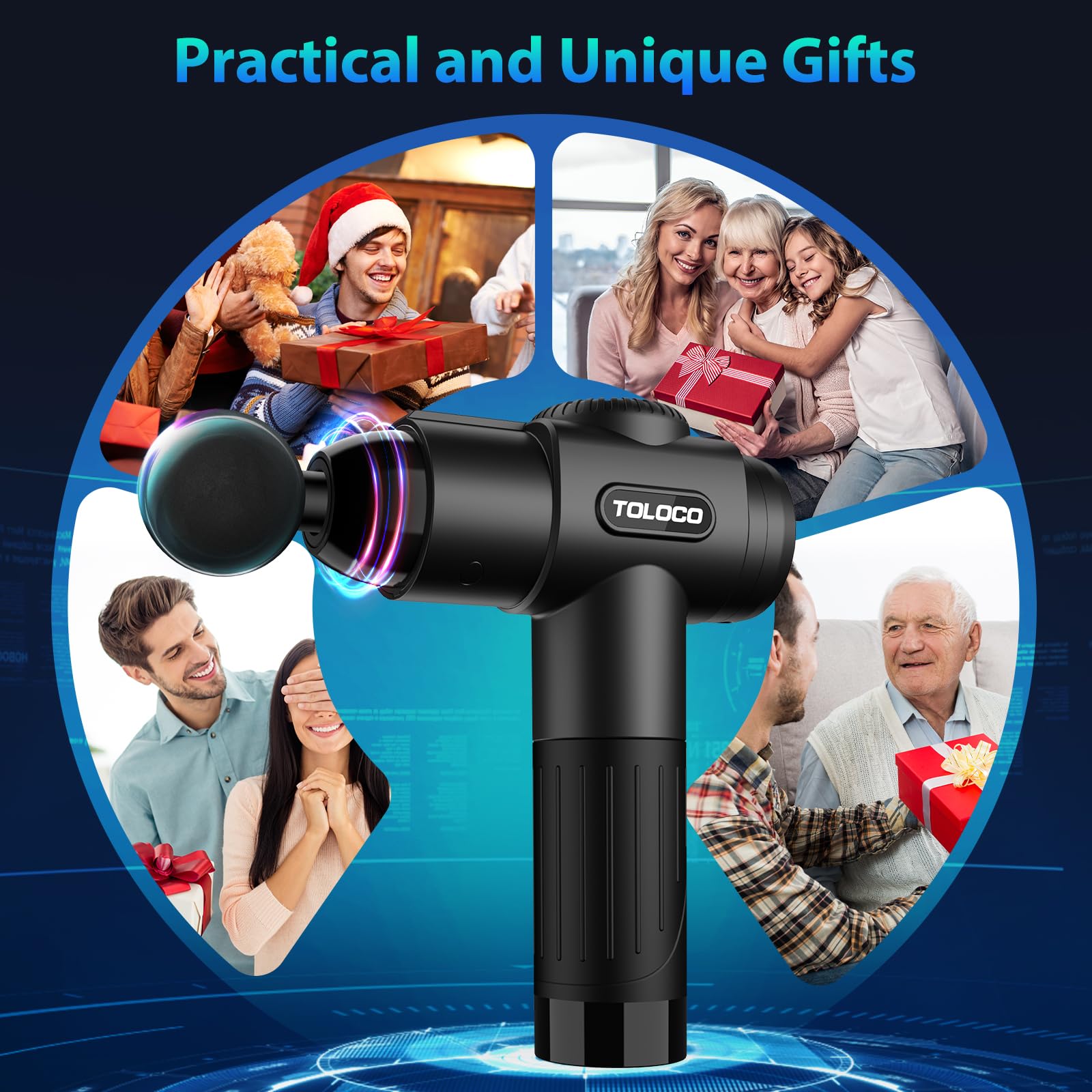 Buy now TOLOCO Massage Gun, Deep Tissue Back Massage for Athletes for Pain Relief, Percussion Massager with 10 Massages Heads & Silent Brushless Motor, Valentines Day Gifts for Him Her, Black at indiglob india