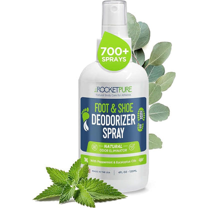 Rocket Pure Natural Foot & Shoe Deodorizer Spray - Foot Spray for Smelly Feet & Shoe Spray for Smelly Shoes - Removes, Controls & Prevents Odors - Made with Essential Oils - Made in USA (Mint, 4oz)