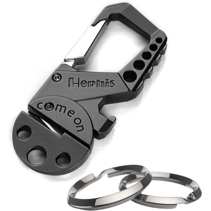 Hephis Skull Heavy Duty Key Chain,Car Emergency Escape Tool, Seat belt Cutter,Bottle Opener,Carabiner Car Key Chains