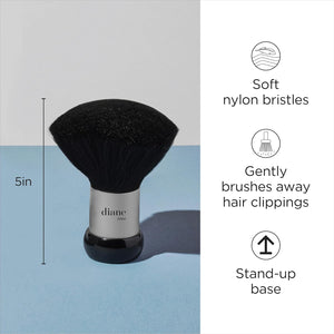 Diane Neck Duster Brush for Hair Cutting, Removes Loose Hair from Neckline and Ears, Soft Nylon Bristles, Stand Up Base, 5”