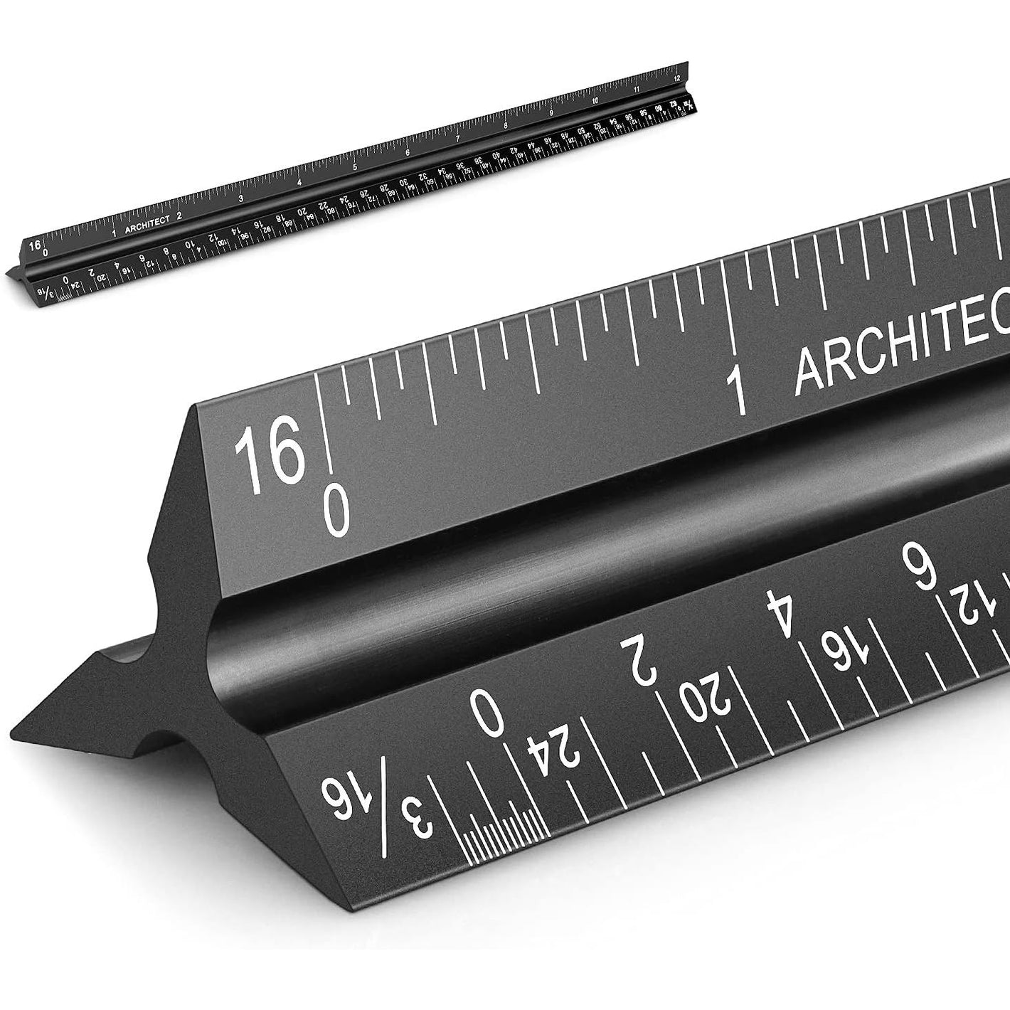 12" Architectural Scale Ruler Aluminum Architect Scale Triangular Scale Ruler for Architects, Draftsman, Students and Engineers, Black