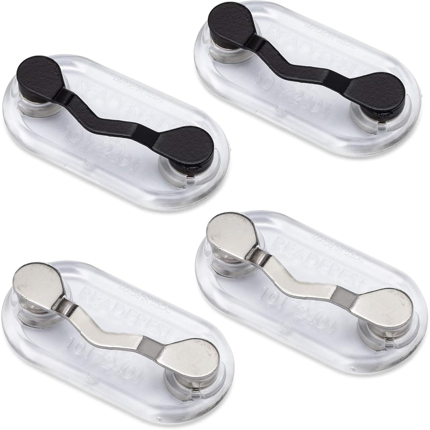 Readerest Magnetic Eyeglass Holders (4 Pack) Eyewear Clip for Readers & Sunglasses, ID Badge Clip for Conferences, USA Made