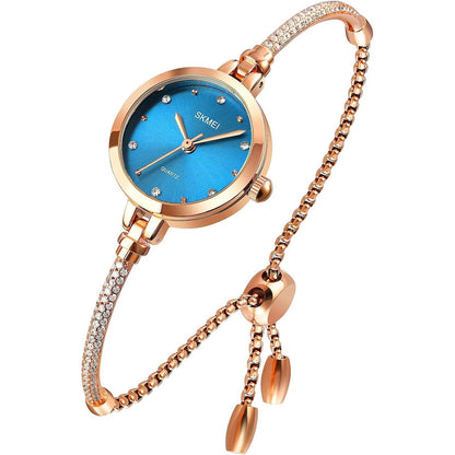 Tonnier Watches Women Analog Quartz Watch Mosaic with Diamonds Bracelet Dress Watch for Female Waterproof Wristwatch with Rose Gold Bracelet