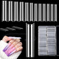 LIONVISON 504PCS No C Curve Clear Nail Tips for Acrylic Nails Professional, 3XL Extra Long Flat Tapered Square Nail Tips, 12 Sizes Half Cover Straight French Fake Nail Tips for Nail Salons Home