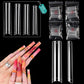 LIONVISON 504PCS No C Curve Clear Nail Tips for Acrylic Nails Professional, 3XL Extra Long Flat Tapered Square Nail Tips, 12 Sizes Half Cover Straight French Fake Nail Tips for Nail Salons Home