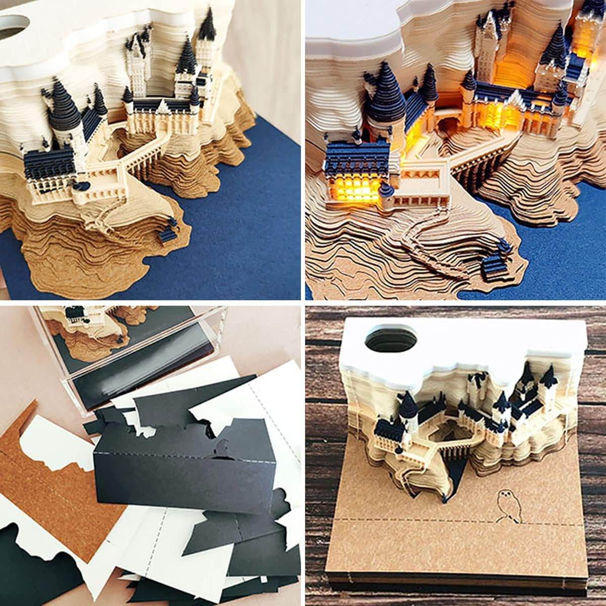 1Pc 160 Sheets Memo Pads Paper Art with Light, Castle 3D Stick Notes Convenience Stickers Papers Card Craft, Original DIY Post Notes Notepad - My Store