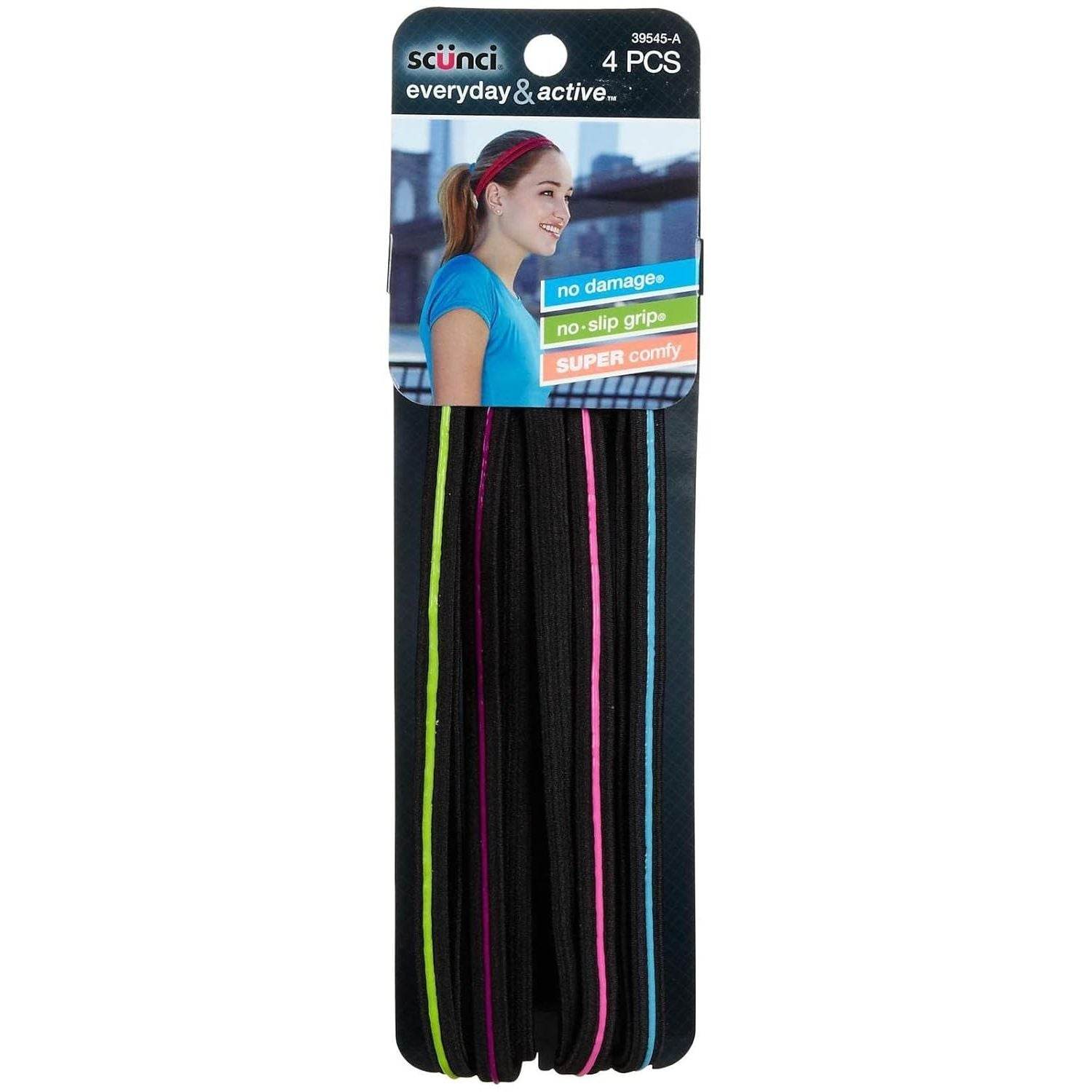Scunci Everyday and Active No Slip Grip Contrast Silicone Headwraps,4 ct - My Store