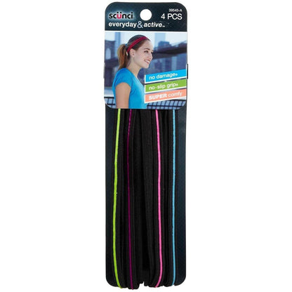 Scunci Everyday and Active No Slip Grip Contrast Silicone Headwraps,4 ct - My Store