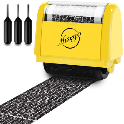 Buy now Miseyo Wide Identity Theft Protection Roller Stamp Set - Yellow (3 Refill Ink Included) at indiglob india