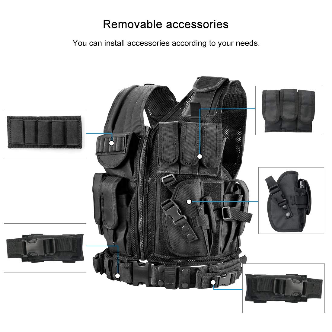 Buy now Marmot Tactical Vest Durable Mesh Vest with Detachable Belt & Holster for Subcompact/Compact/Standard Pistol at indiglob india