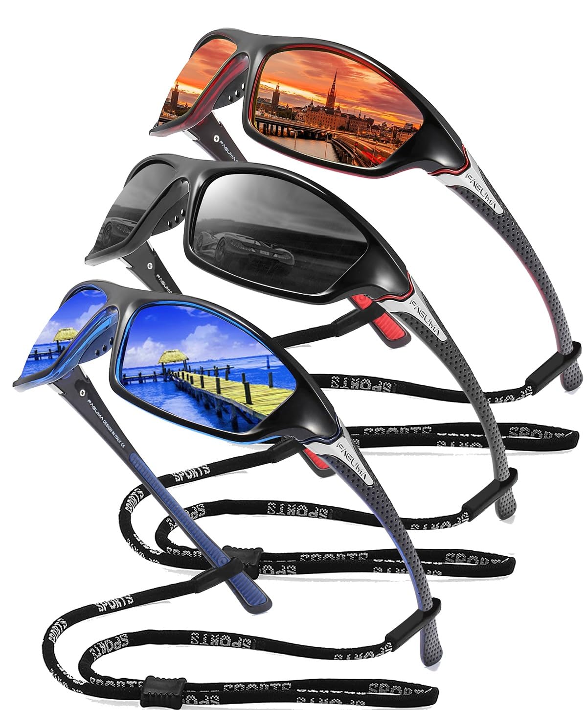 Buy now FAGUMA Sports Polarized Sunglasses For Men Cycling Driving Fishing UV400 Protection at indiglob india