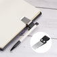 MECCANIXITY 50mm Stainless Steel Clip with PU Leather Pen Loop Pencil Holder for Notebook Journal Diary, Silver Black Pack of 2