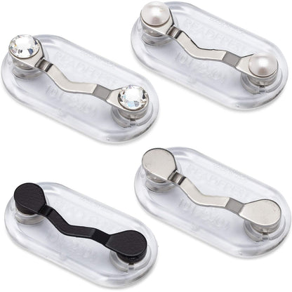 Readerest Magnetic Eyeglass Holders (4 Pack) Eyewear Clip for Readers & Sunglasses, ID Badge Clip for Conferences, USA Made