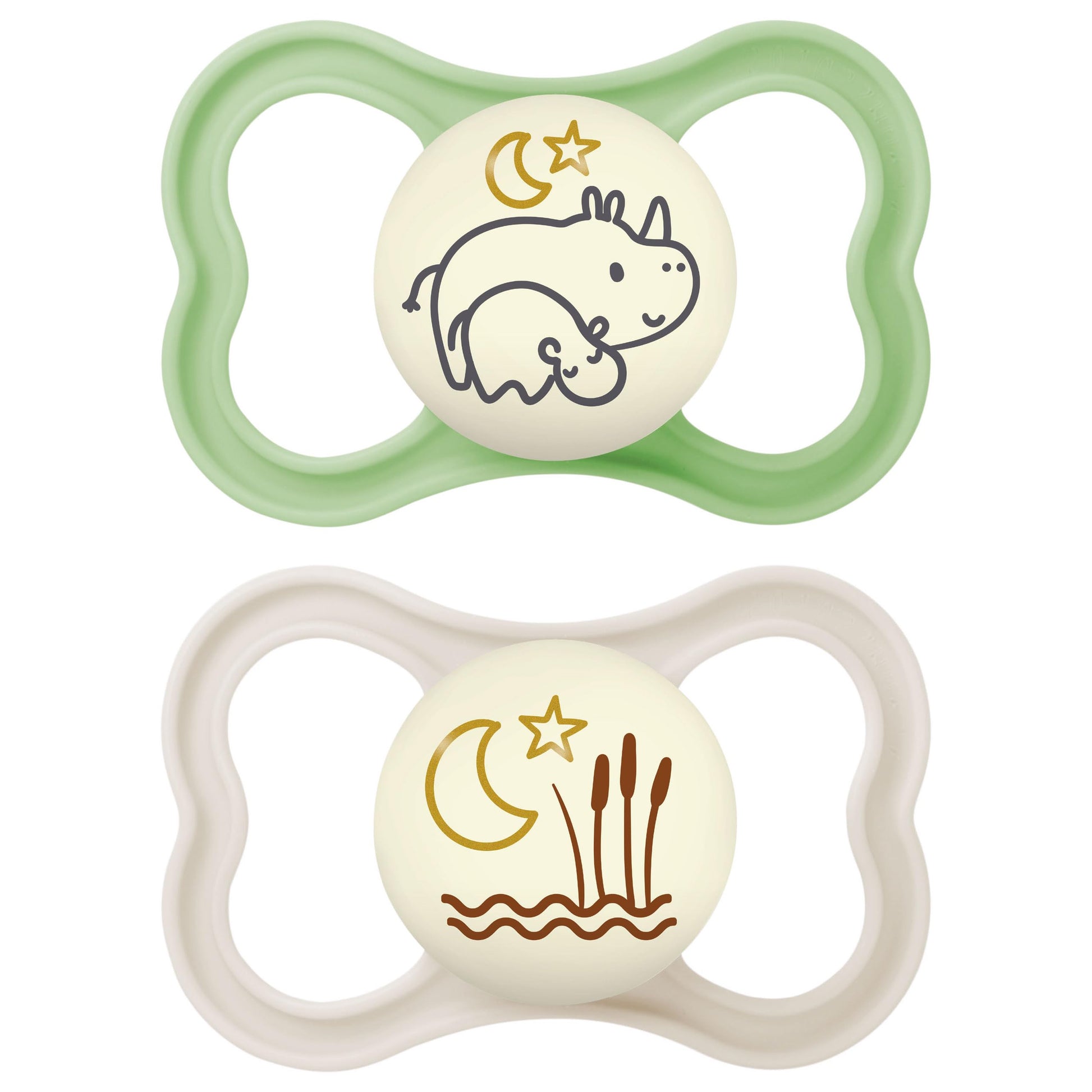 Buy now MAM Air Pacifier for Babies 6-16 Months, Extra Air Flow for Sensitive Skin, Glows in The Dark, Developed with Medical Experts, BPA-Free Skin Soft Silicone, 2 Count, with Sterilizer Case at indiglob india
