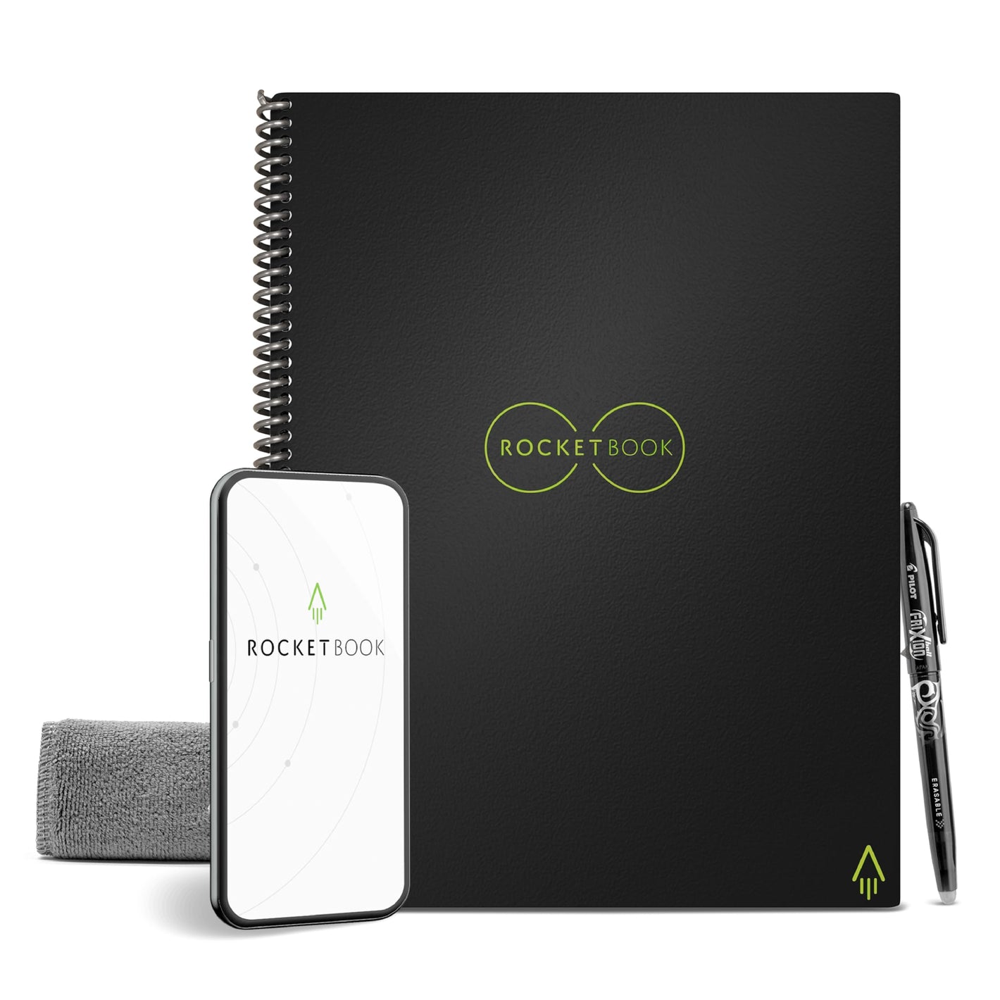 Buy now Rocketbook Core Reusable Spiral Notebook, Letter Size 8.5x11, Black - Dotted Pages, App-Connected, Erasable, Durable Cover, Ideal for School, Work, and Creative Projects at indiglob india