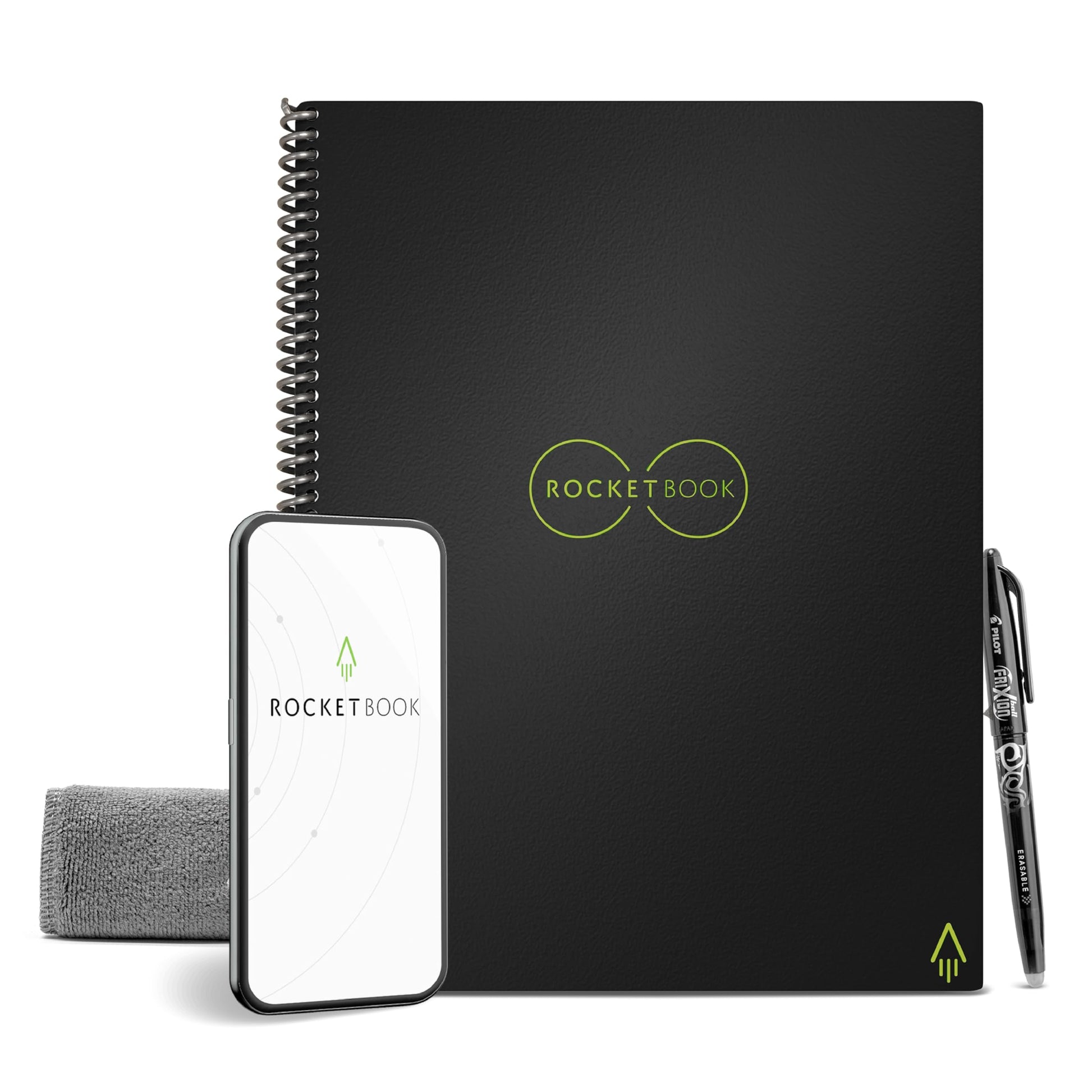Buy now Rocketbook Core Reusable Spiral Notebook, Letter Size 8.5x11, Black - Dotted Pages, App-Connected, Erasable, Durable Cover, Ideal for School, Work, and Creative Projects at indiglob india