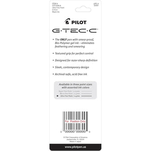 Pilot G-Tec-C Gel Ink Rolling Ball Pens, Ultra Fine Point (0.4mm), Black Ink, 2-Pack (35481)