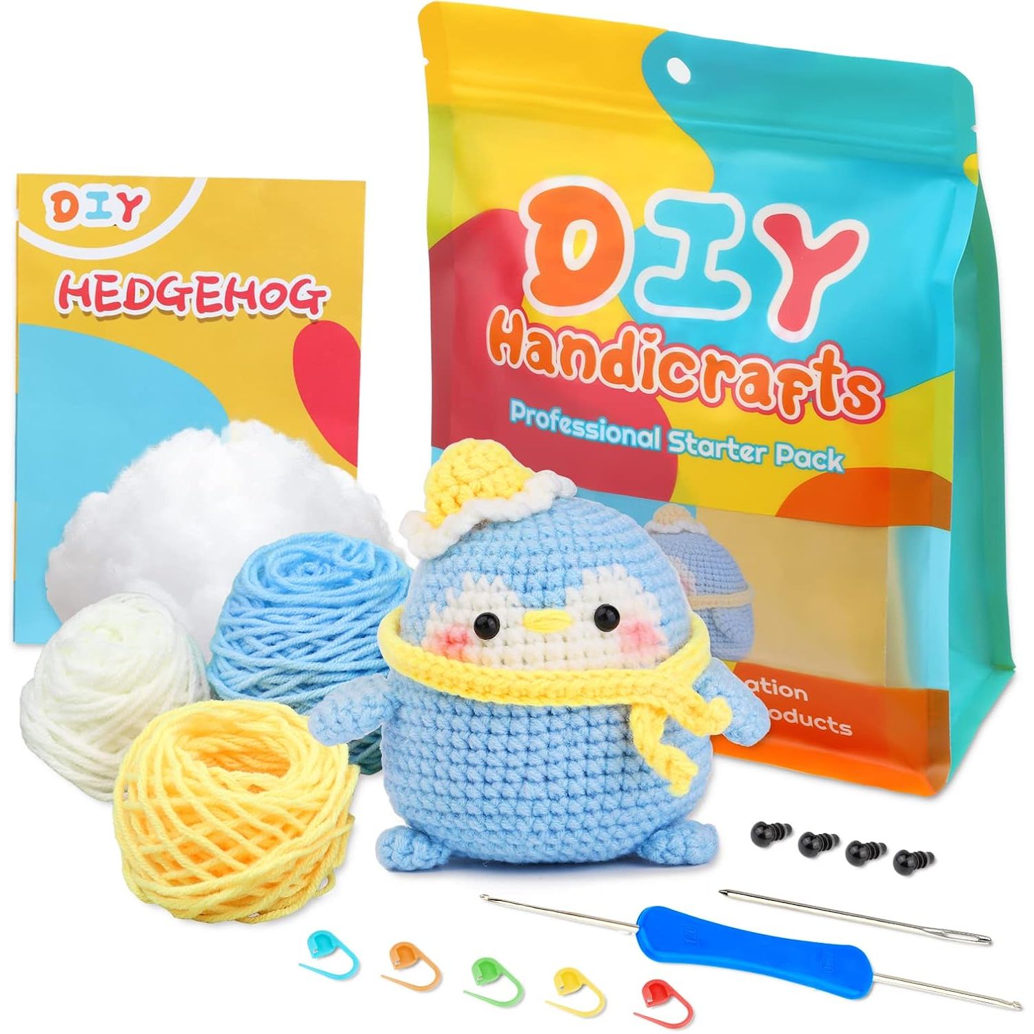 Buy now ZMAAGG Beginners Crochet Kit, Crochet Animal Kit, Knitting Kit with Yarn, Polyester Fiber, Crochet Hooks, Step-by-Step Instructions Video, Crochet Starter Kit for Beginner DIY Craft Art (Penguin) Blue Penguin at indiglob india