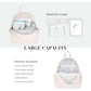 ECOSUSI Mini Backpack for Women Leather Small Backpack Purse for Ladies Cute Pom Bookbag Travel Shoulder Bag with Charm Tassel Beige