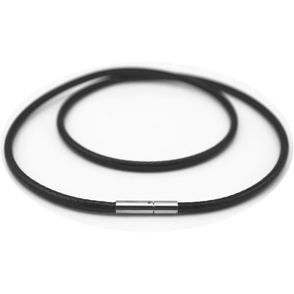 Glory Qin 3mm Black Silk Leather Cord Chain Stainless Steel Clasp Necklace Rope 16 TO 28 Inch (26 Inch)